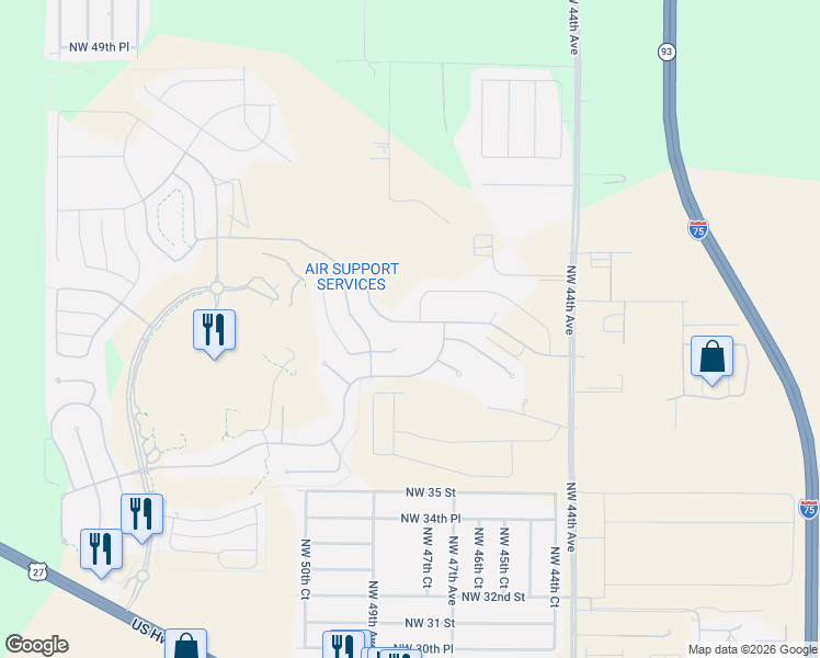 map of restaurants, bars, coffee shops, grocery stores, and more near 4651 Northwest 35th Lane Road in Ocala
