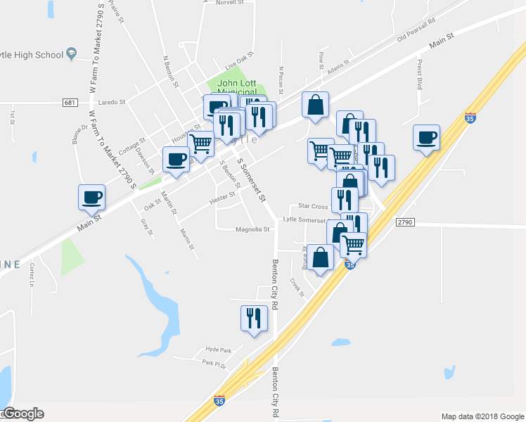 map of restaurants, bars, coffee shops, grocery stores, and more near 19541 Somerset Road in Lytle
