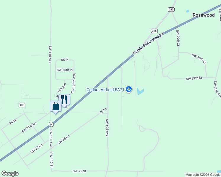 map of restaurants, bars, coffee shops, grocery stores, and more near 6831 Southwest 105 Avenue in Cedar Key