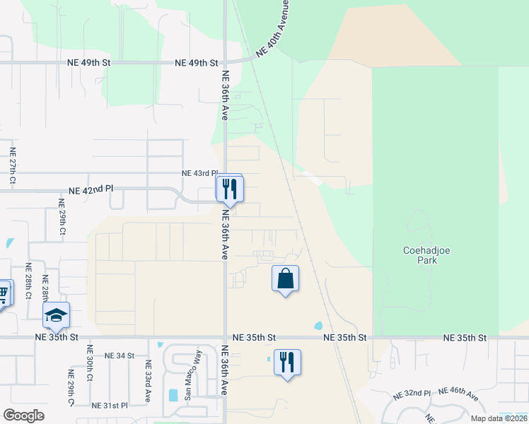 map of restaurants, bars, coffee shops, grocery stores, and more near 3741 Northeast 41st Street in Ocala