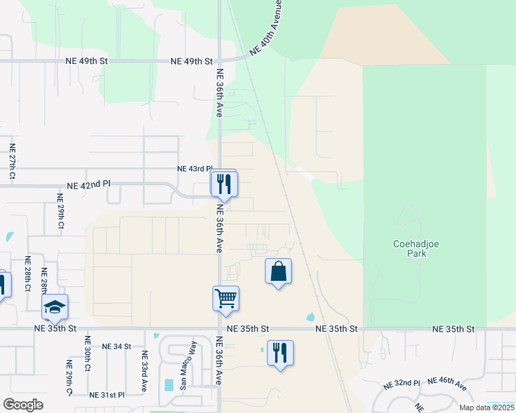 map of restaurants, bars, coffee shops, grocery stores, and more near 3761 Northeast 40th Place in Ocala
