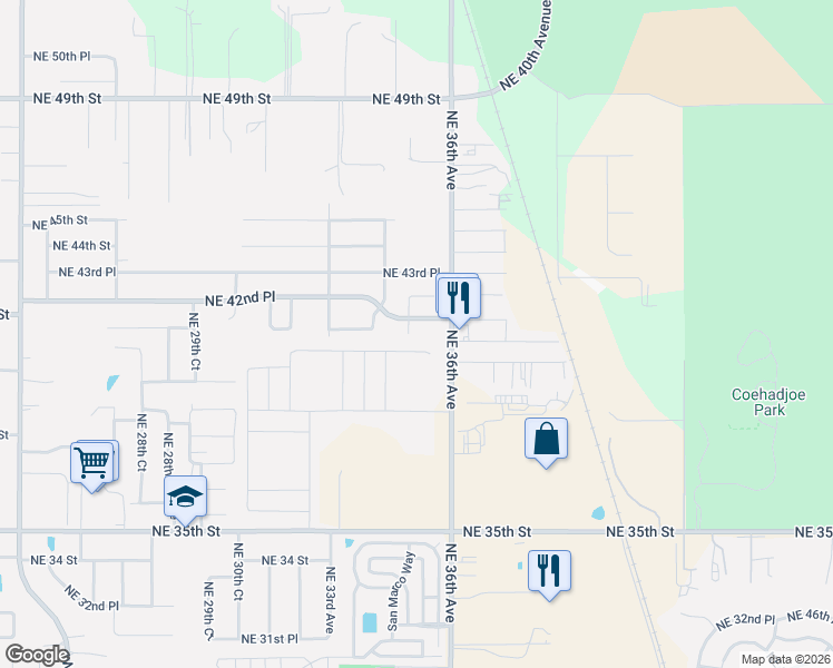 map of restaurants, bars, coffee shops, grocery stores, and more near 4171 Northeast 35th Avenue Road in Ocala