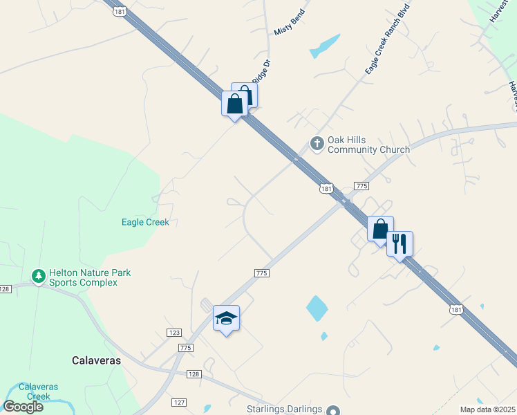 map of restaurants, bars, coffee shops, grocery stores, and more near 14908 Fm 775 in Floresville