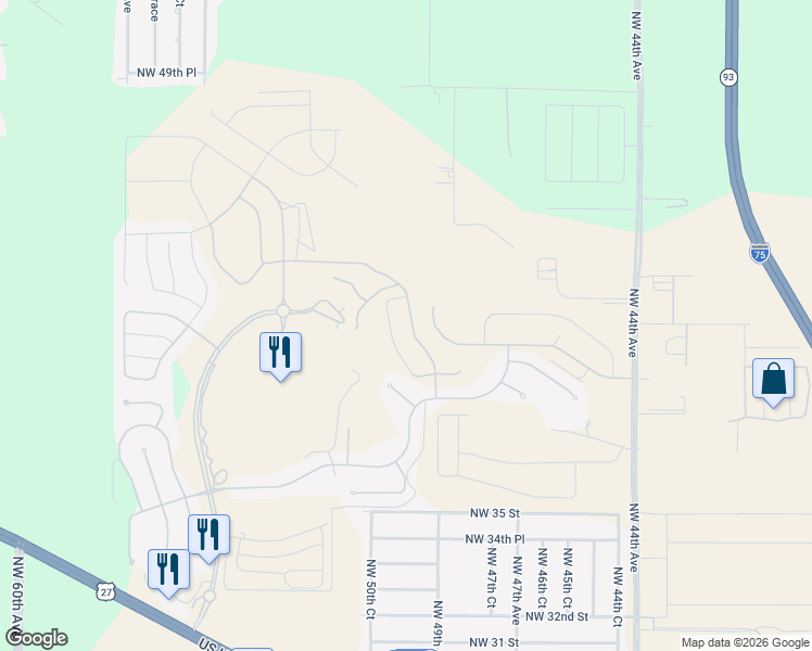 map of restaurants, bars, coffee shops, grocery stores, and more near 3909 Northwest 49th Court in Ocala