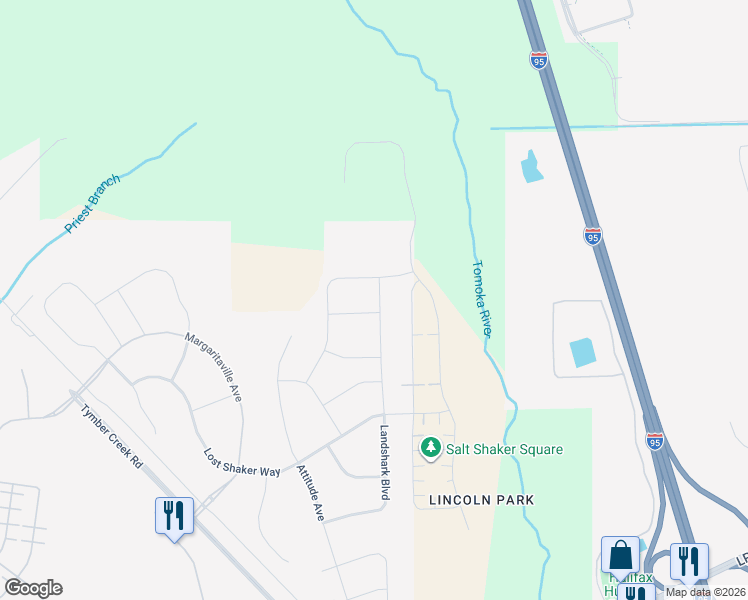 map of restaurants, bars, coffee shops, grocery stores, and more near 330 Land Shark Boulevard in Daytona Beach