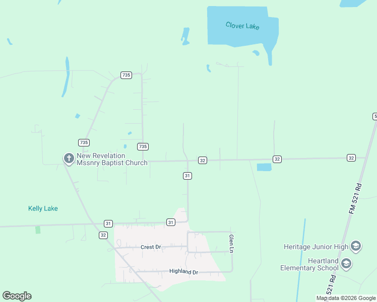 map of restaurants, bars, coffee shops, grocery stores, and more near 1210 County Road 32 in Angleton