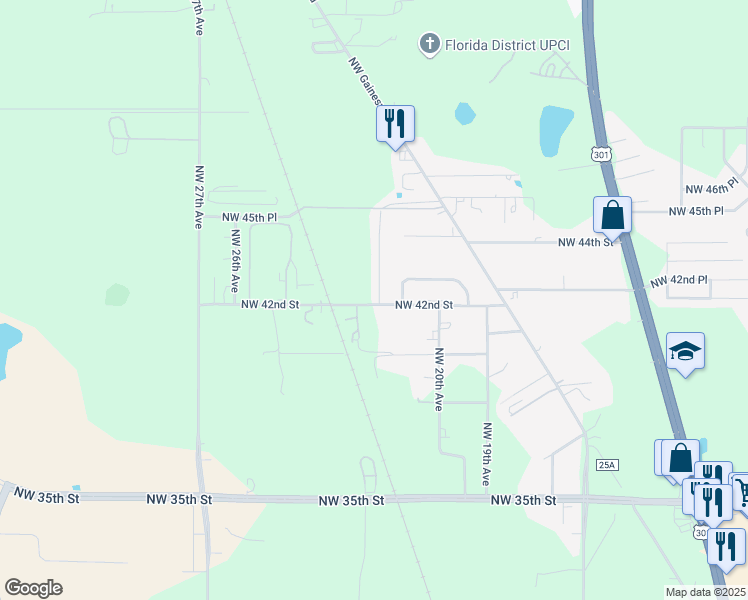 map of restaurants, bars, coffee shops, grocery stores, and more near 4252 Northwest 22nd Avenue in Ocala