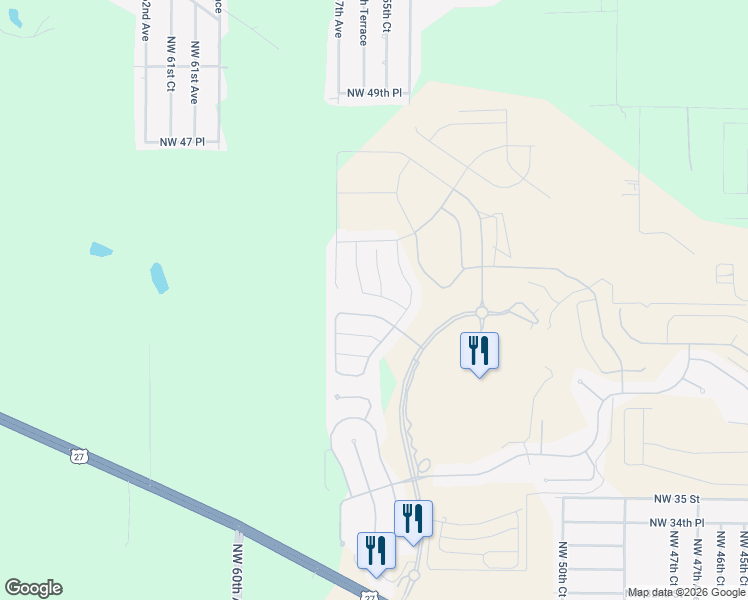 map of restaurants, bars, coffee shops, grocery stores, and more near 5610 Northwest 41st Lane in Ocala
