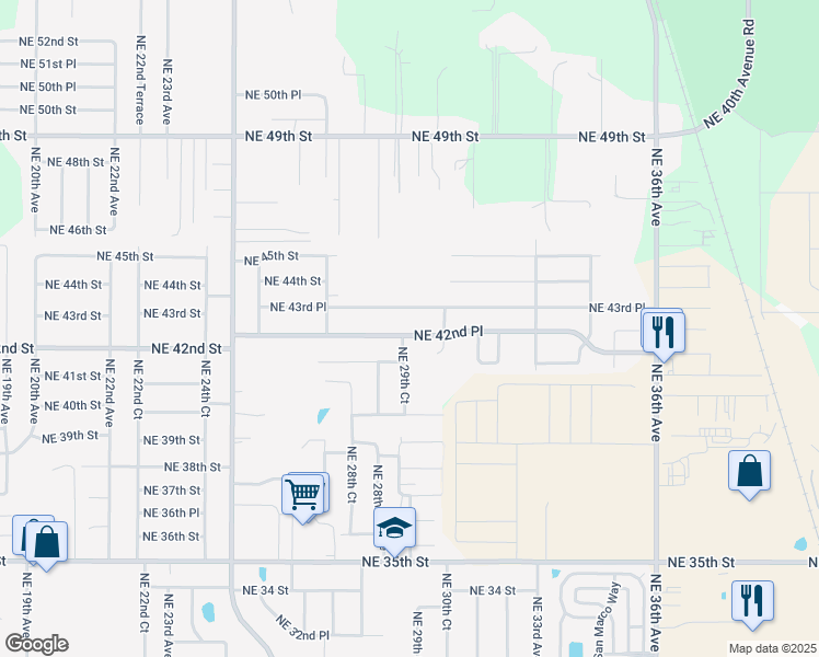 map of restaurants, bars, coffee shops, grocery stores, and more near 2965 Northeast 42nd Place in Ocala