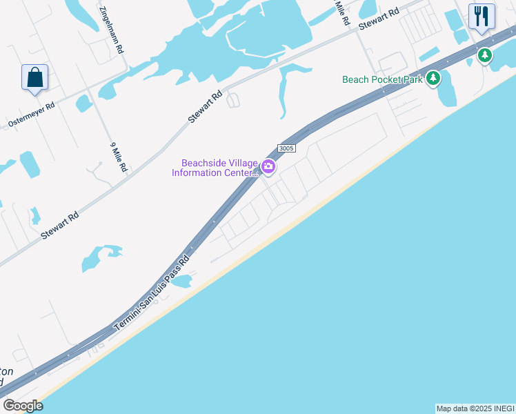 map of restaurants, bars, coffee shops, grocery stores, and more near 3806 Grand Avenue in Galveston