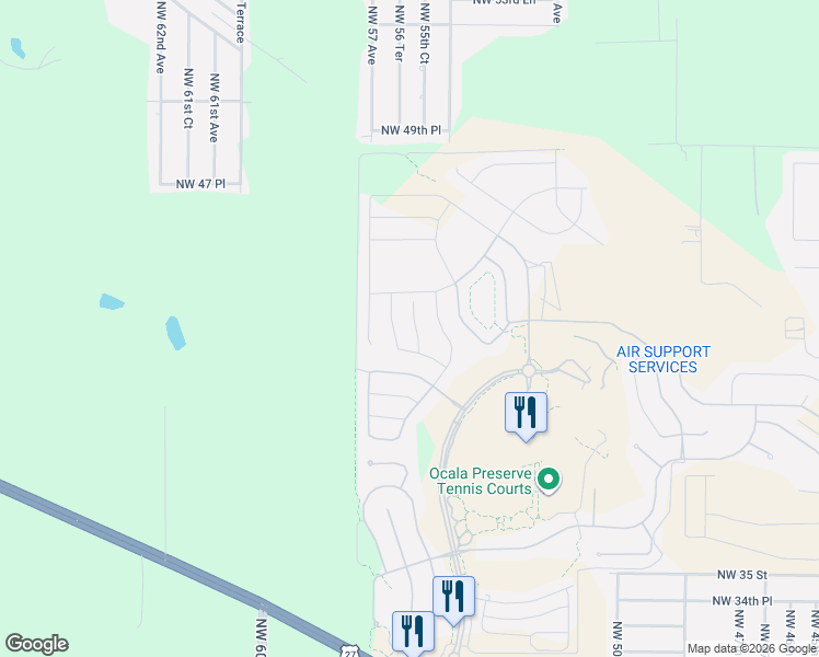 map of restaurants, bars, coffee shops, grocery stores, and more near 4279 Northwest 55th Terrace in Ocala