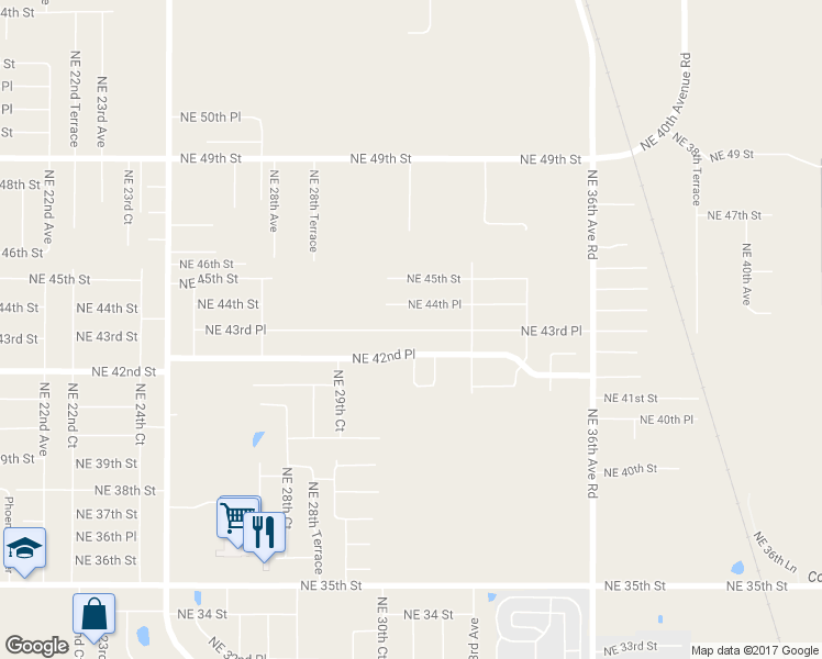 map of restaurants, bars, coffee shops, grocery stores, and more near 3201 Northeast 43rd Place in Ocala