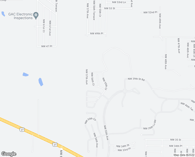 map of restaurants, bars, coffee shops, grocery stores, and more near 4279 Northwest 55th Terrace in Ocala