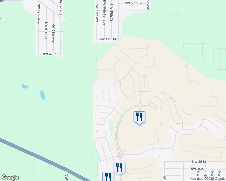 map of restaurants, bars, coffee shops, grocery stores, and more near 4201 Northwest 56th Ct in Ocala