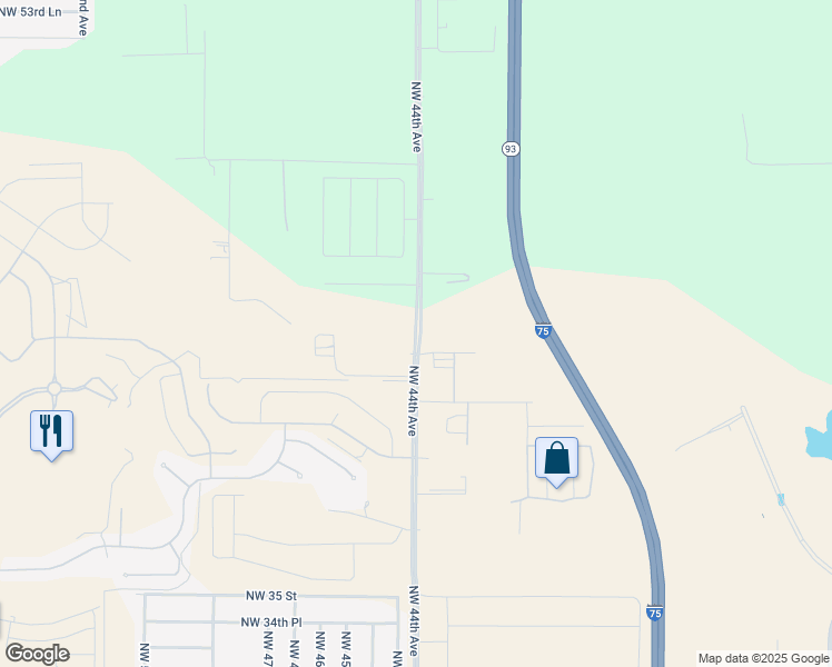 map of restaurants, bars, coffee shops, grocery stores, and more near Northwest 44th Avenue in Ocala