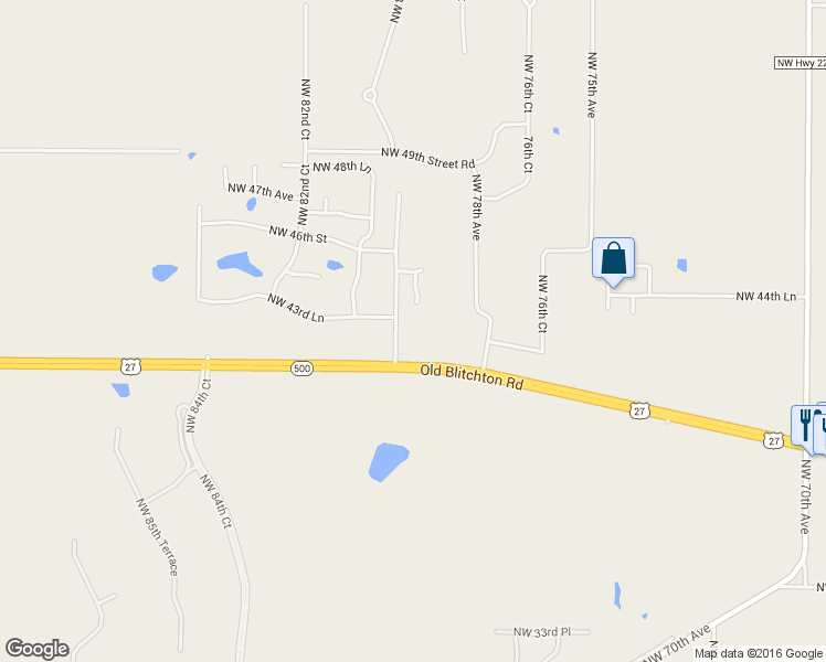 map of restaurants, bars, coffee shops, grocery stores, and more near 4343 Northwest 80th Avenue in Ocala