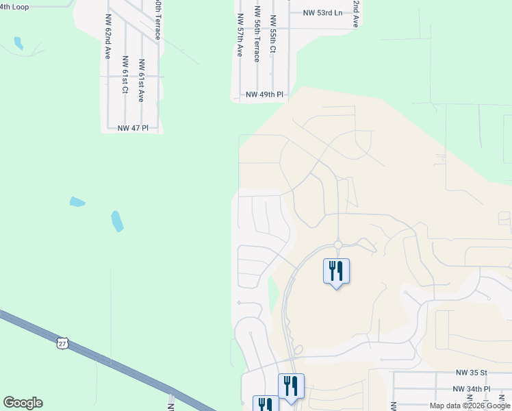 map of restaurants, bars, coffee shops, grocery stores, and more near 4379 Northwest 56th Court in Ocala