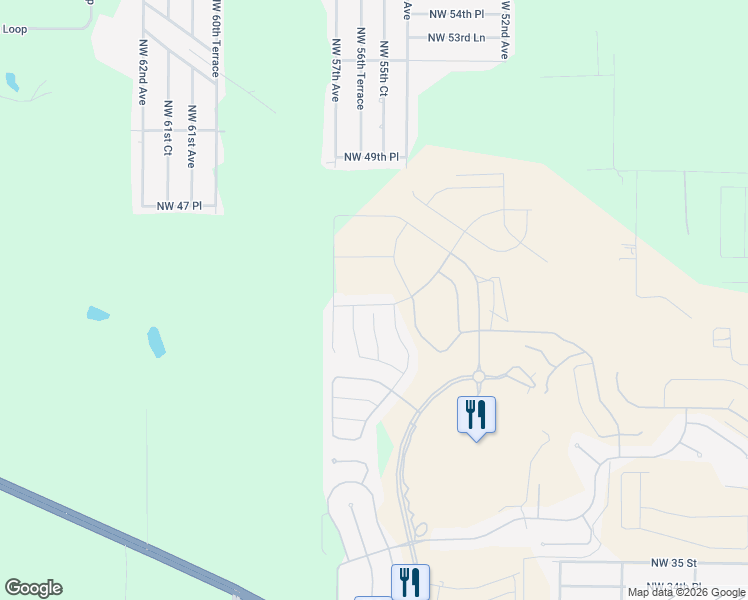 map of restaurants, bars, coffee shops, grocery stores, and more near 4379 NW 56th Court in Ocala