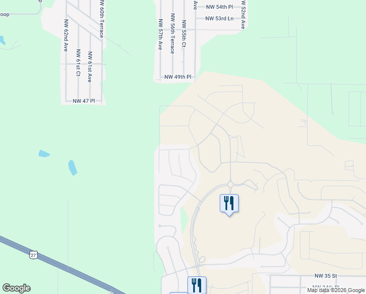map of restaurants, bars, coffee shops, grocery stores, and more near 4379 NW 56th Court in Ocala