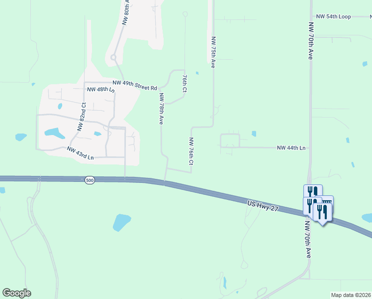 map of restaurants, bars, coffee shops, grocery stores, and more near 4420 Northwest 76th Court in Ocala