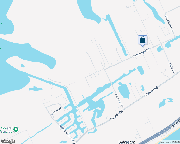 map of restaurants, bars, coffee shops, grocery stores, and more near 12330 Jenkins Rd in Galveston