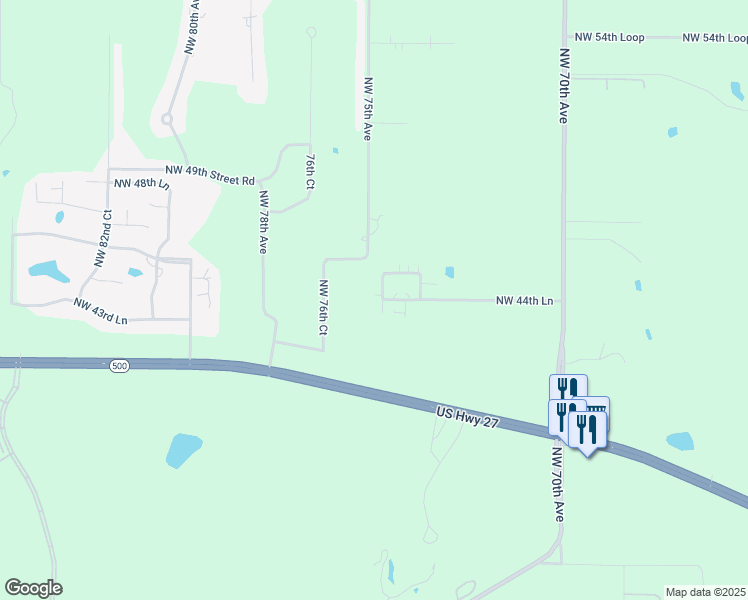 map of restaurants, bars, coffee shops, grocery stores, and more near 4452 Northwest 74th Terrace in Ocala