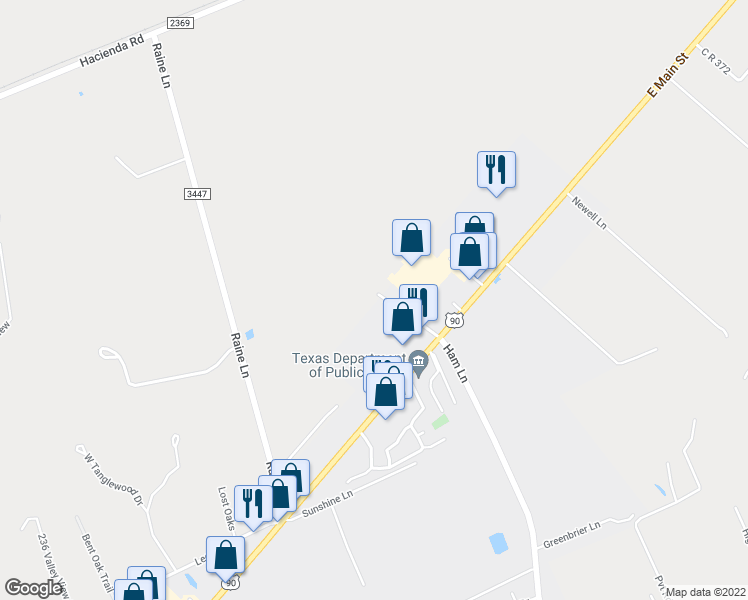 map of restaurants, bars, coffee shops, grocery stores, and more near 201 North Ham Lane in Uvalde