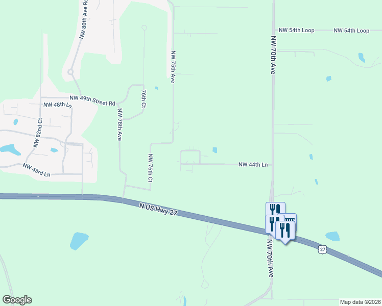 map of restaurants, bars, coffee shops, grocery stores, and more near 7417 Northwest 45th Lane in Ocala
