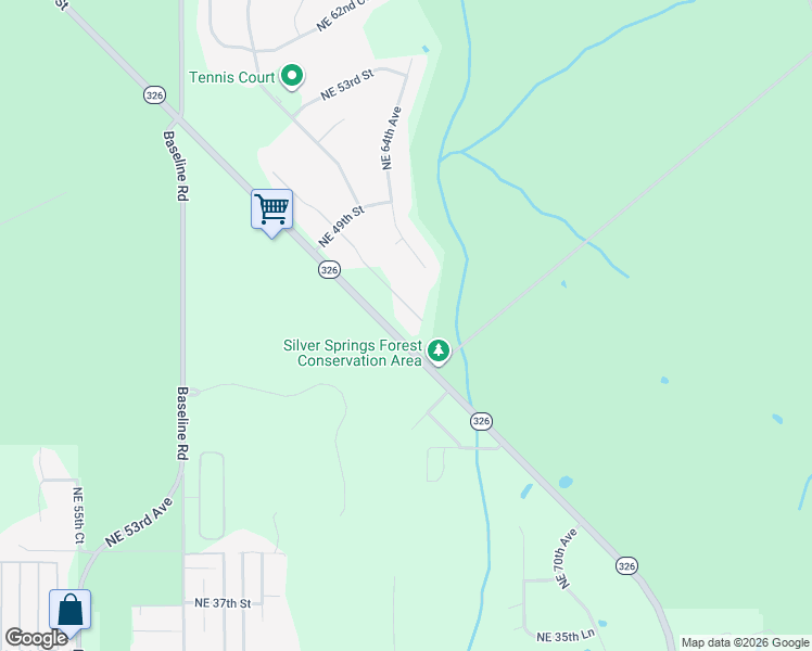 map of restaurants, bars, coffee shops, grocery stores, and more near 4680 Northeast 60th Terrace in Silver Springs