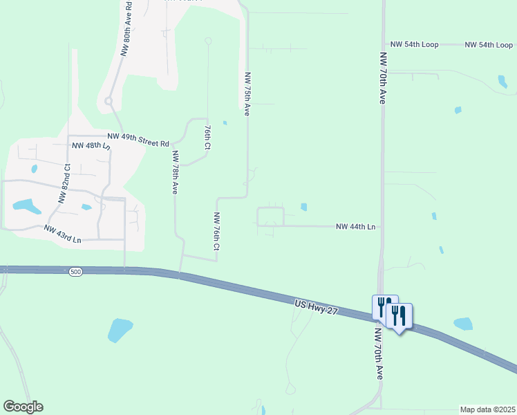 map of restaurants, bars, coffee shops, grocery stores, and more near 7510 Northwest 46th Street in Ocala