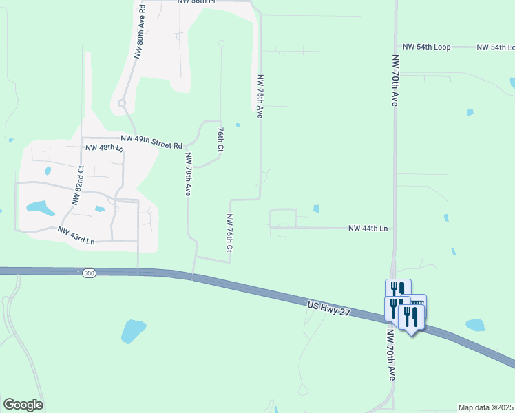 map of restaurants, bars, coffee shops, grocery stores, and more near 7510 Northwest 46th Street in Ocala