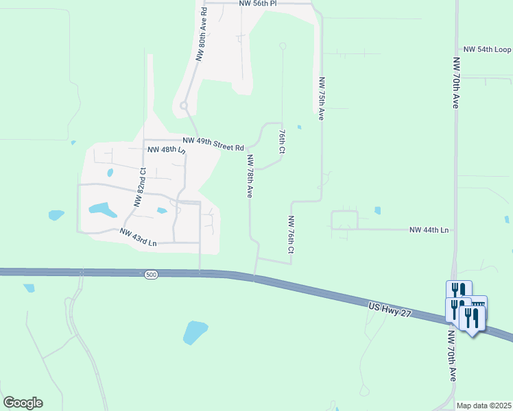 map of restaurants, bars, coffee shops, grocery stores, and more near 4609 Northwest 78th Avenue in Ocala