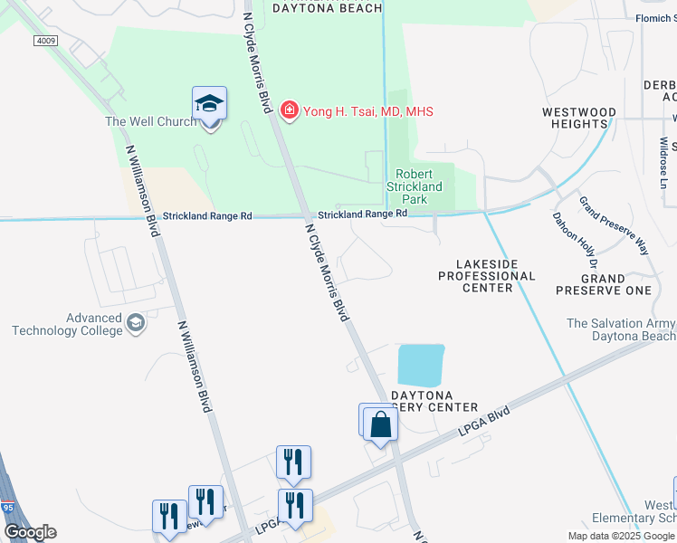 map of restaurants, bars, coffee shops, grocery stores, and more near 1781-1799 N Clyde Morris Blvd in Daytona Beach