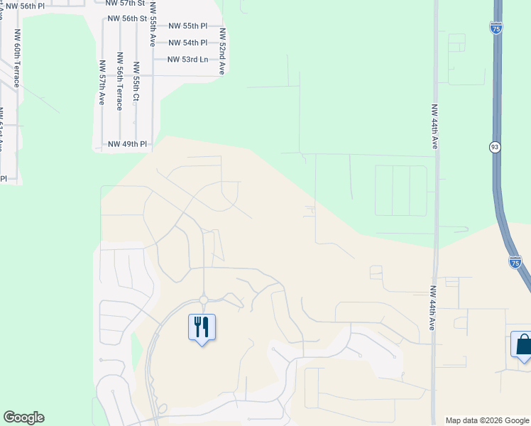 map of restaurants, bars, coffee shops, grocery stores, and more near 4610 Northwest 49th Avenue in Ocala