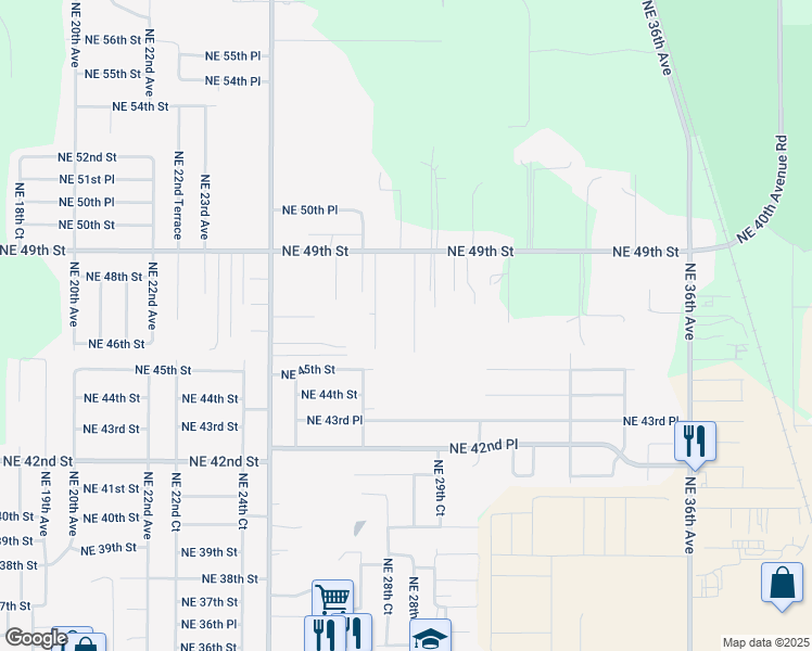 map of restaurants, bars, coffee shops, grocery stores, and more near 4660 Northeast 28th Terrace in Ocala