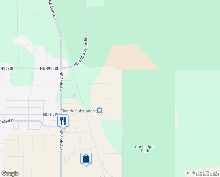 map of restaurants, bars, coffee shops, grocery stores, and more near 4070 Northeast 47th Street in Ocala