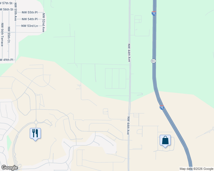 map of restaurants, bars, coffee shops, grocery stores, and more near 4623 Northwest 46th Avenue in Ocala