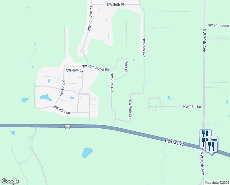 map of restaurants, bars, coffee shops, grocery stores, and more near 4609 Northwest 78th Avenue in Ocala