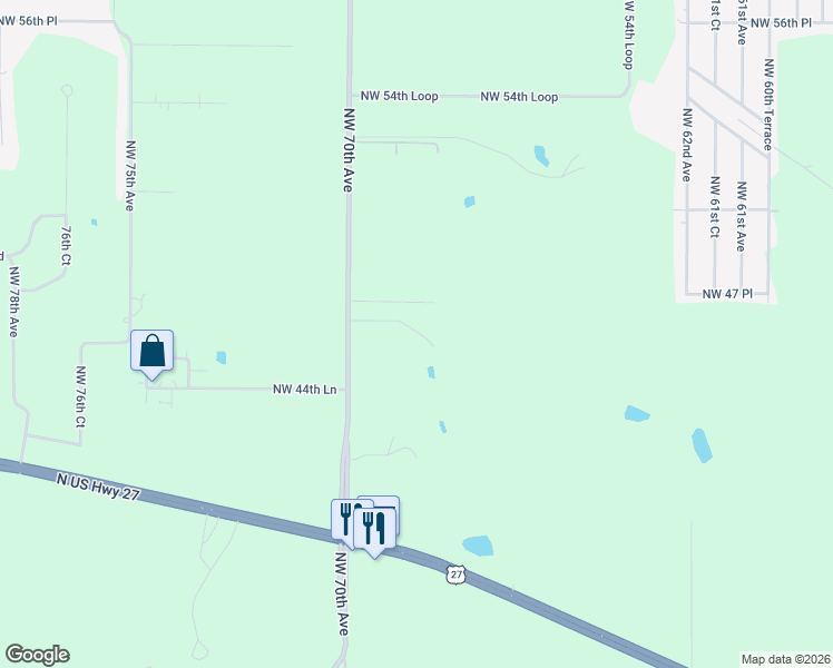 map of restaurants, bars, coffee shops, grocery stores, and more near 4741 Northwest Highway 225A in Ocala