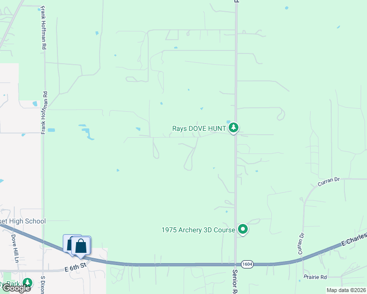 map of restaurants, bars, coffee shops, grocery stores, and more near 19057 Senior Road in Von Ormy