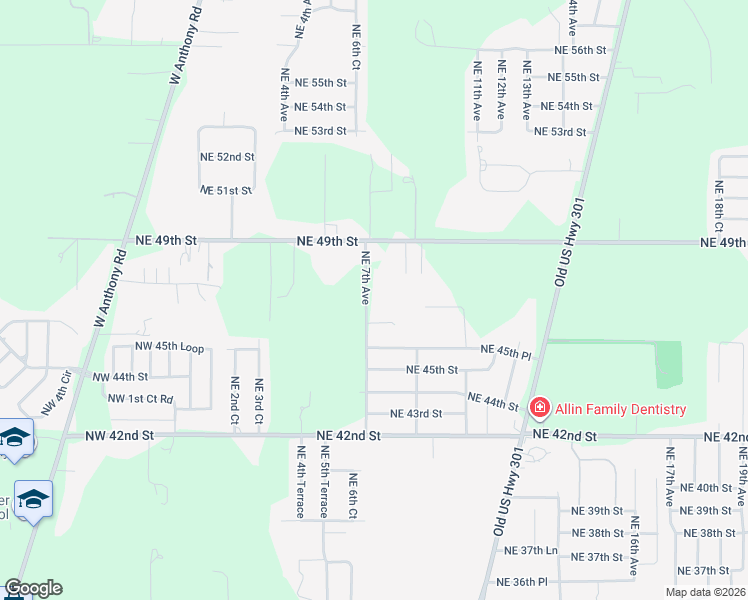 map of restaurants, bars, coffee shops, grocery stores, and more near 4701 Northeast 7th Avenue in Ocala