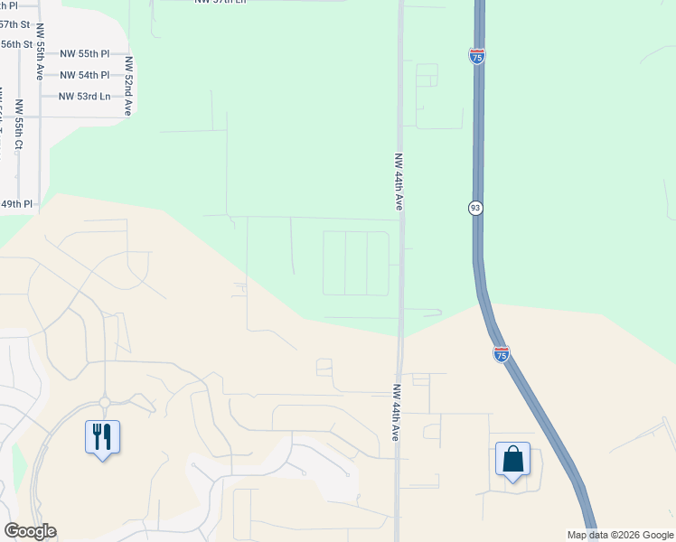 map of restaurants, bars, coffee shops, grocery stores, and more near 4706 Northwest 45th Court in Ocala