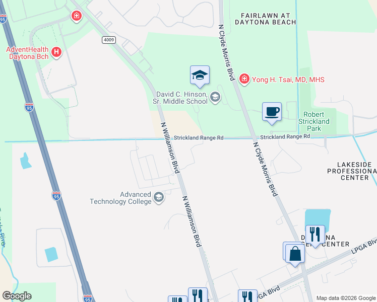 map of restaurants, bars, coffee shops, grocery stores, and more near in Daytona Beach
