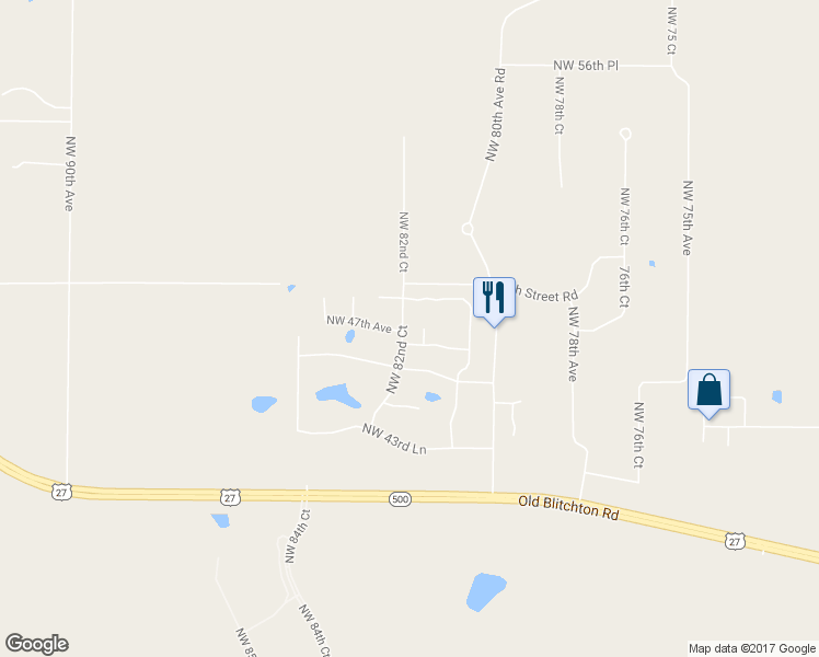 map of restaurants, bars, coffee shops, grocery stores, and more near 4731 Northwest 82nd Court in Ocala