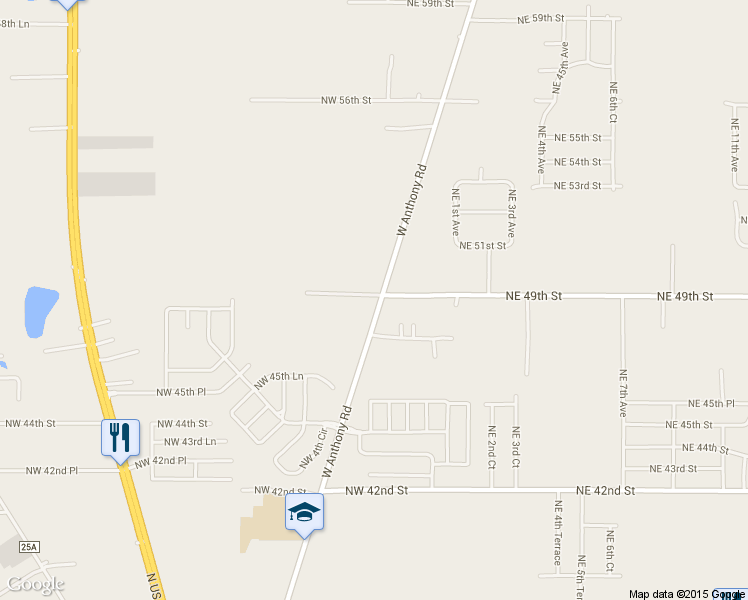 map of restaurants, bars, coffee shops, grocery stores, and more near 4808 West Anthony Road in Ocala