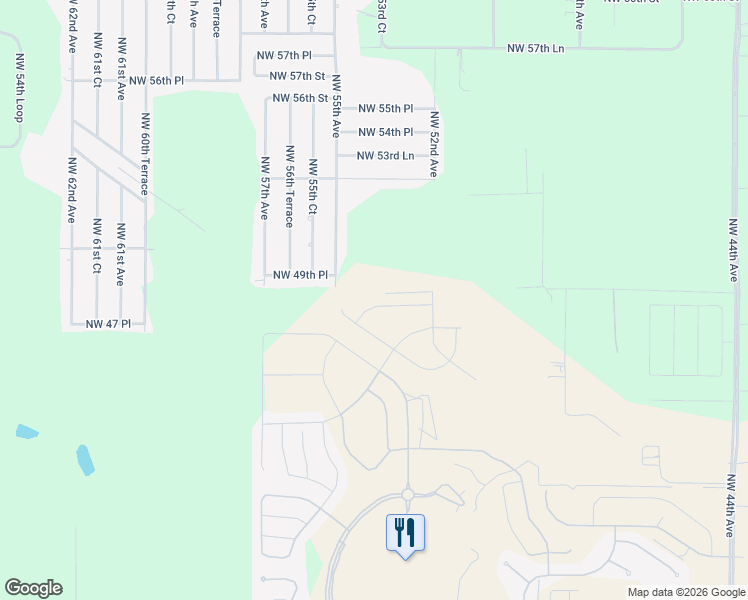 map of restaurants, bars, coffee shops, grocery stores, and more near 5510 Northwest 49th Place in Ocala