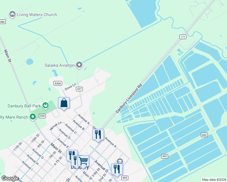map of restaurants, bars, coffee shops, grocery stores, and more near 14619 Quail Ridge Road in Danbury