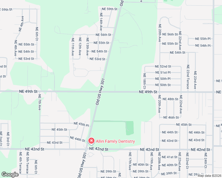 map of restaurants, bars, coffee shops, grocery stores, and more near 1519 Northeast 49th Street in Ocala