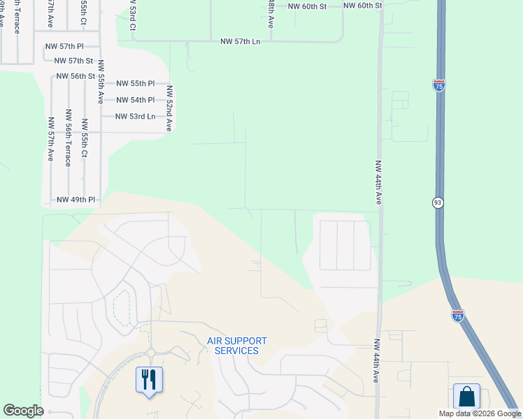 map of restaurants, bars, coffee shops, grocery stores, and more near Northwest 48th Avenue in Ocala
