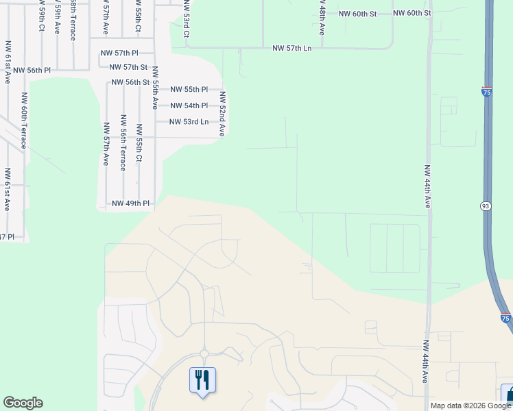 map of restaurants, bars, coffee shops, grocery stores, and more near 4960 Northwest 49th Avenue in Ocala